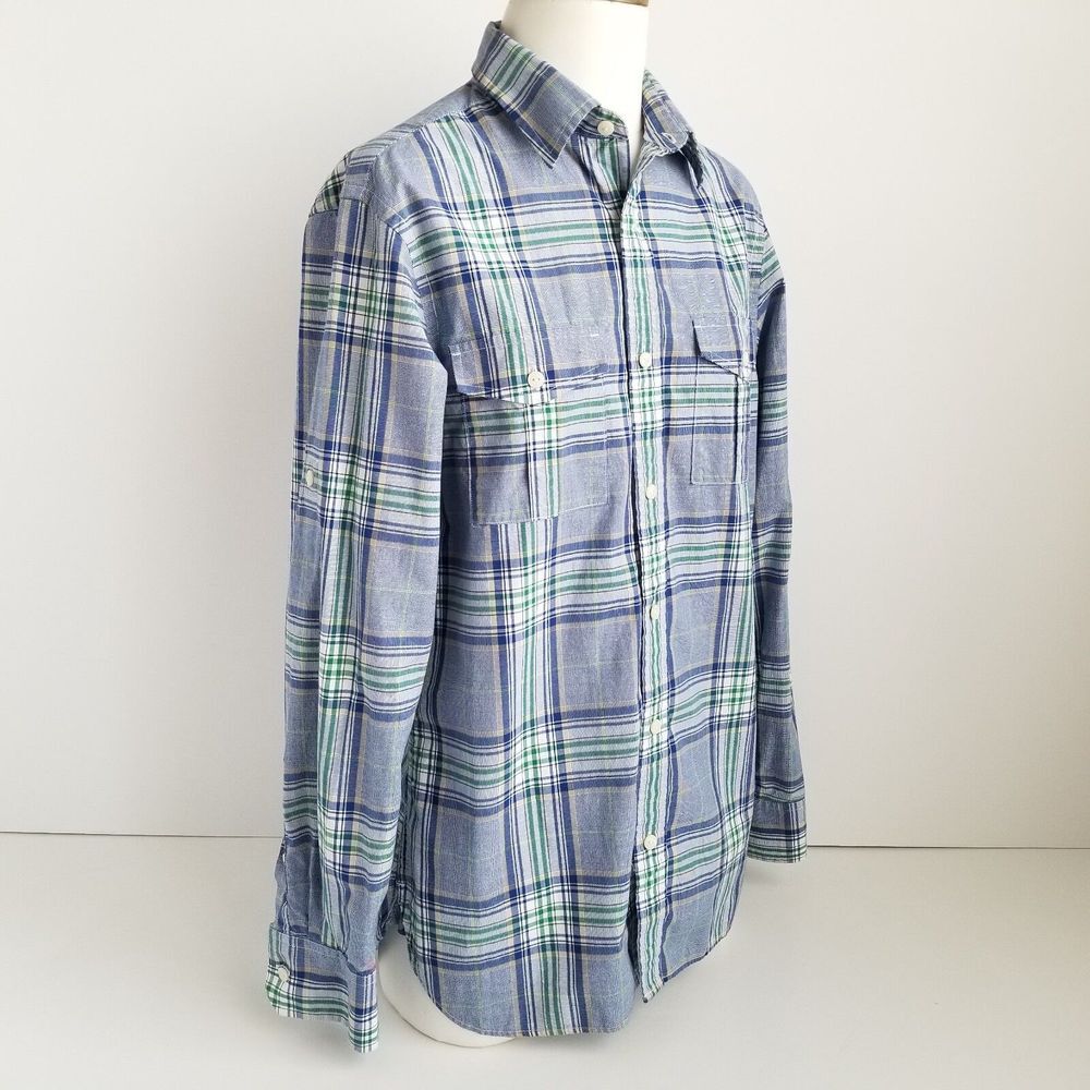 Banana Republic Button Up Shirt Mens S Roll Tab Sleeve Plaid Flap Chest Pockets - Picture 3 of 7